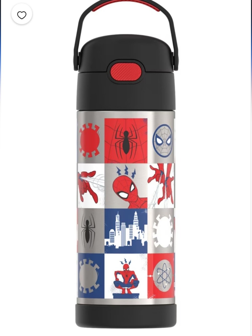 Marvel Spider-Man Black and Red Stainless Kids Water Bottle NWT